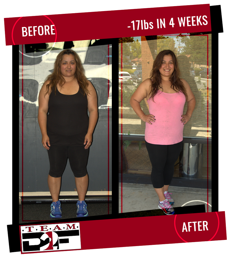 Dedicated 2 Fitness client before and after losing 17 pounds in four weeks